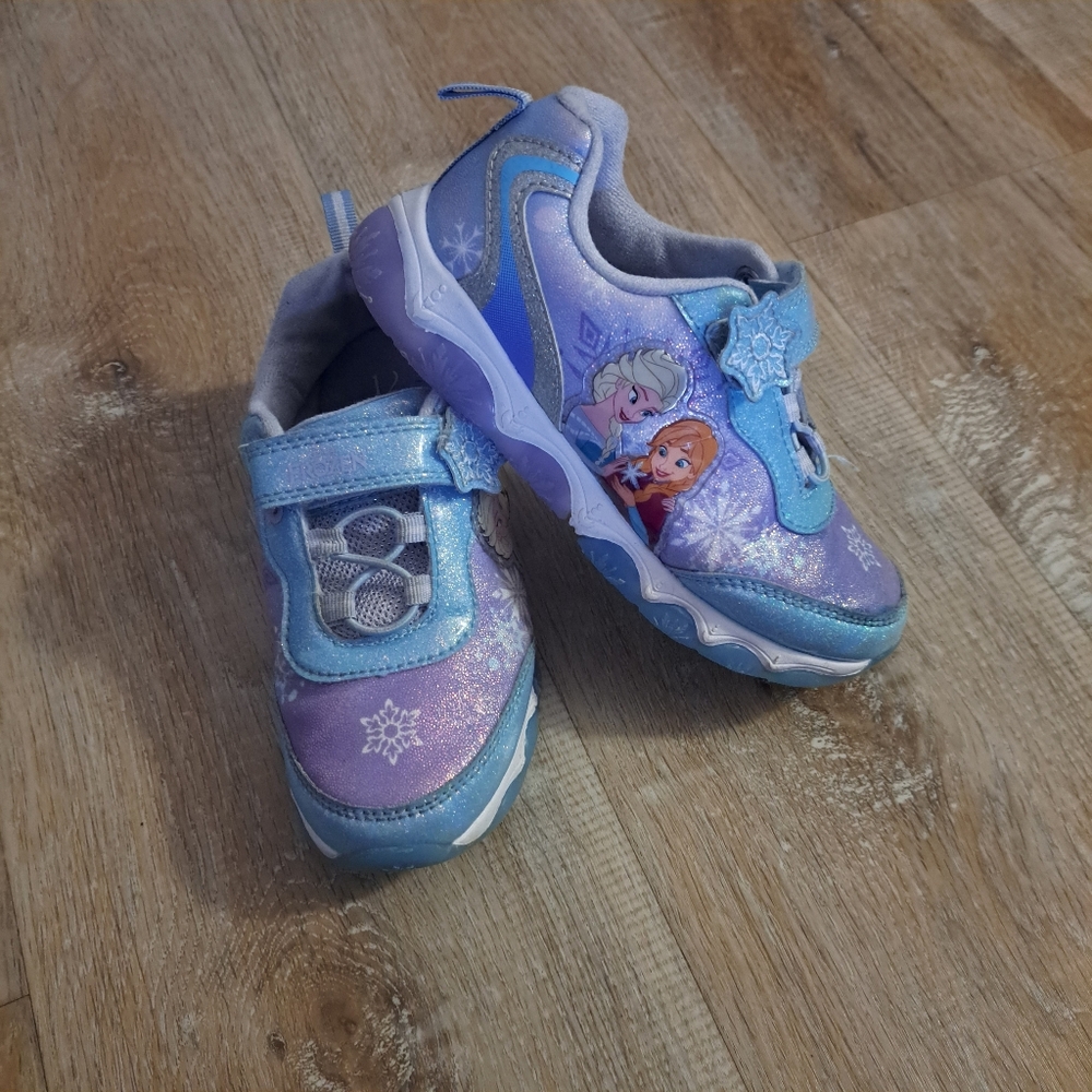 Disney Frozen Light-up Kids Sneakers Purple Blue Size 12
